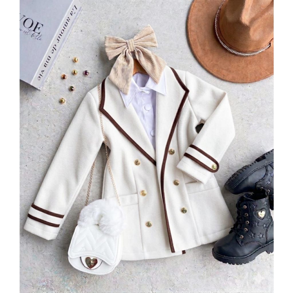 Casaco Sobretudo  Infantil Feminino Elegante Menin
