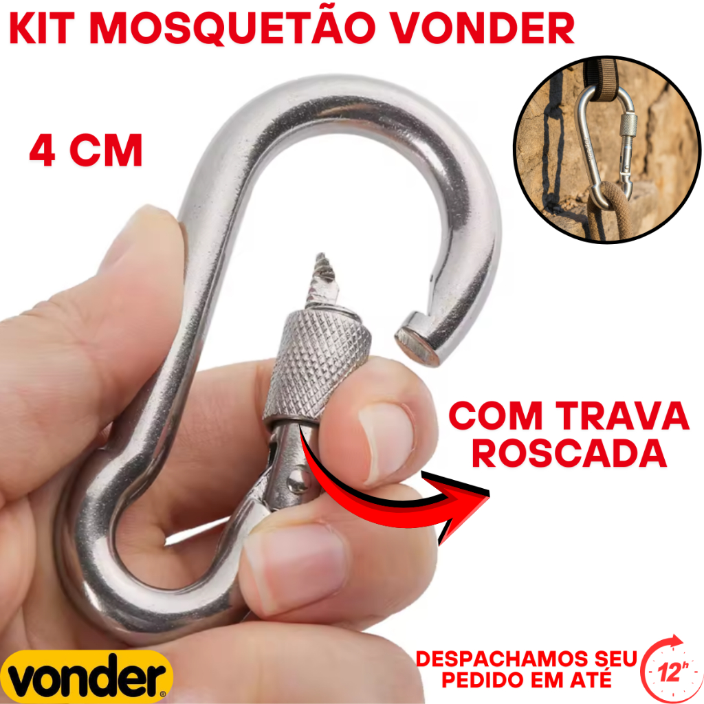 Oferta de 1 até 6 Mosquetão de 4 cm-Trava ROSCAD