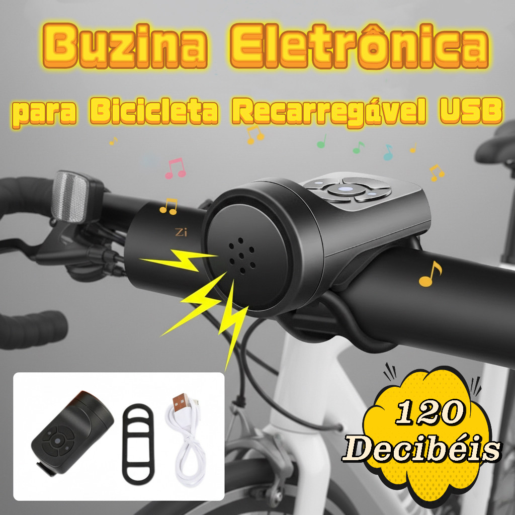 Buzina Elétrica para Bicicleta 120dB com Alarme A