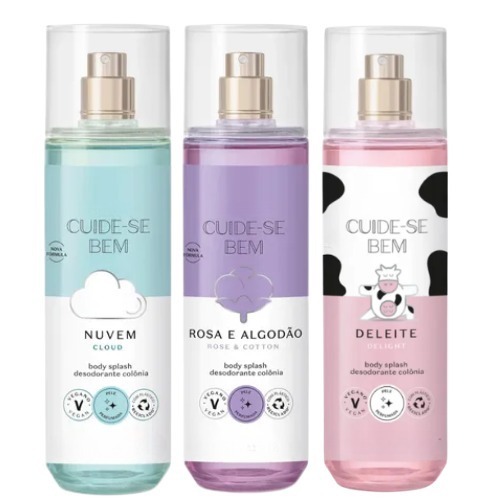 Kit Body Splash Deleite  Rosa, Algodão E Nuvem