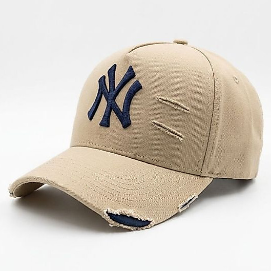 Boné NY Destroyed Bordado Alto Relevo Aba Curva S