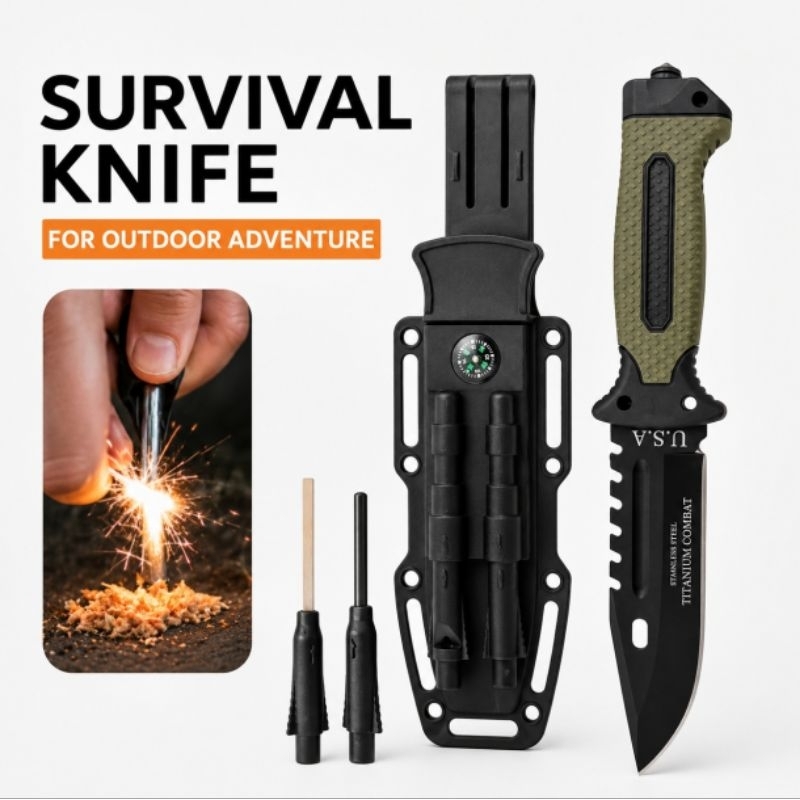 Faca Tática Militar Esportiva Punhal Rambo Campin