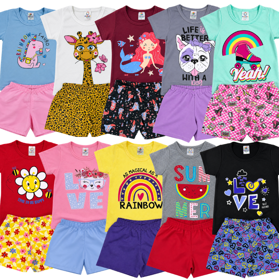 Kit 6 ou 10 peças Conjunto Verão Roupa Infantil 