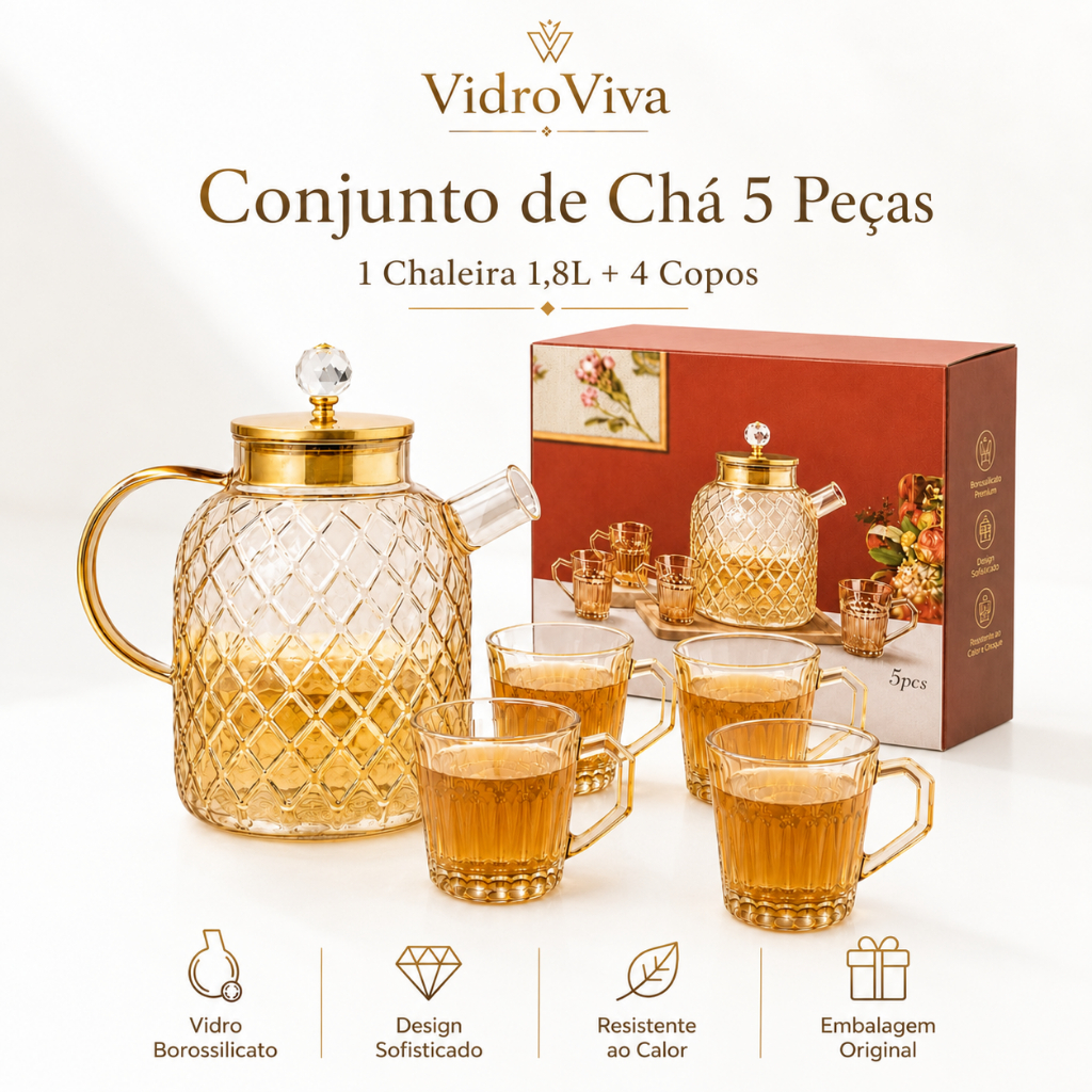 VidroViva Conjunto de Chá Vidro Âmbar 5 Peças |