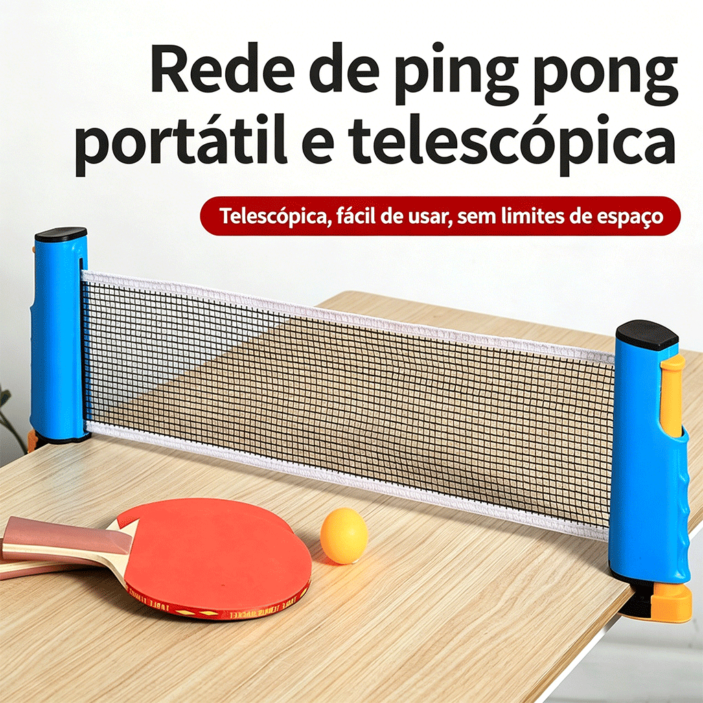 Kit Ping Pong Portátil com Rede Extensível , 2 R