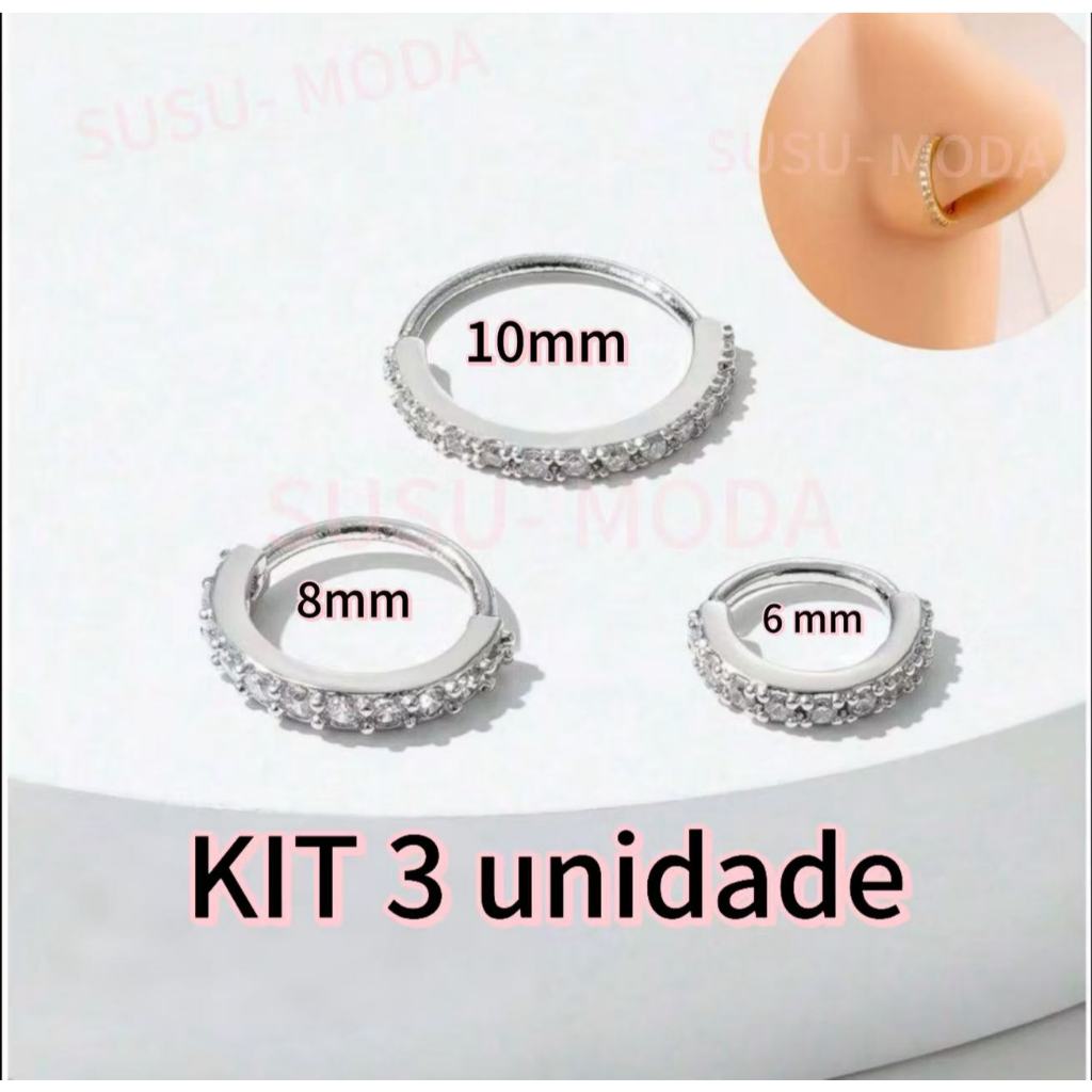 Piercing de Cartilagem do Nariz com Argola e Stras