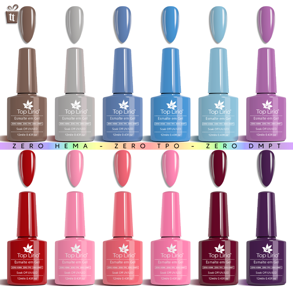 Kit 12 Esmaltes em Gel LED UV COLEÇÕES para Unha