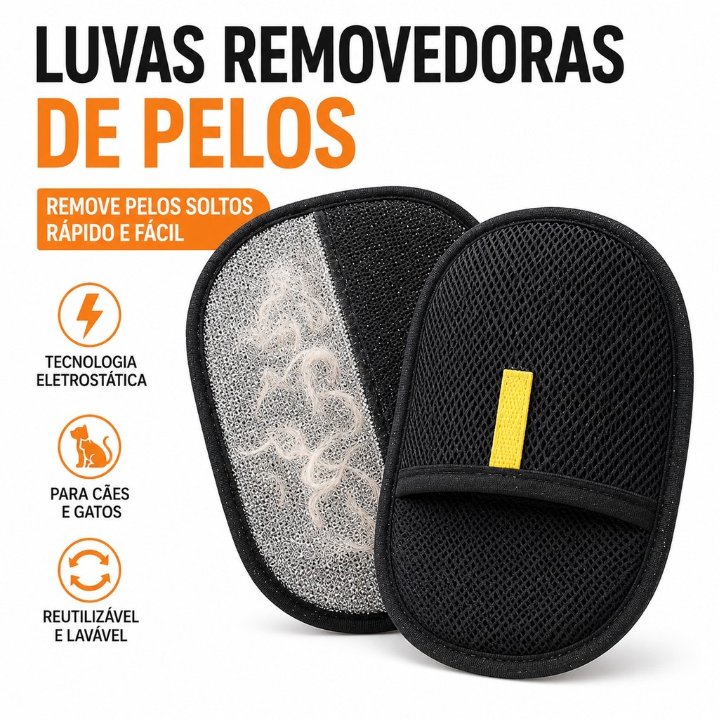 Luvas Removedoras de Pelos Eletrostática para Pet