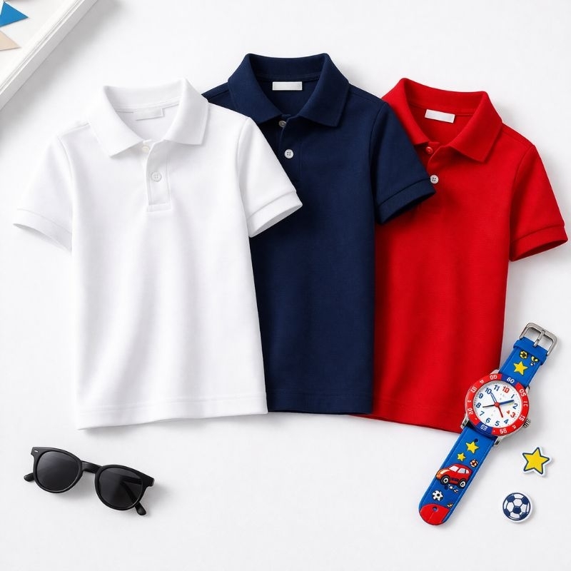 Camisetas gola polo infantil juvenil lisa básica 