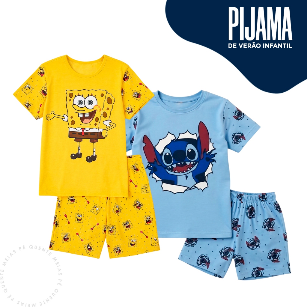Pijama Verão Infantil Conjunto Menino Menina Dese