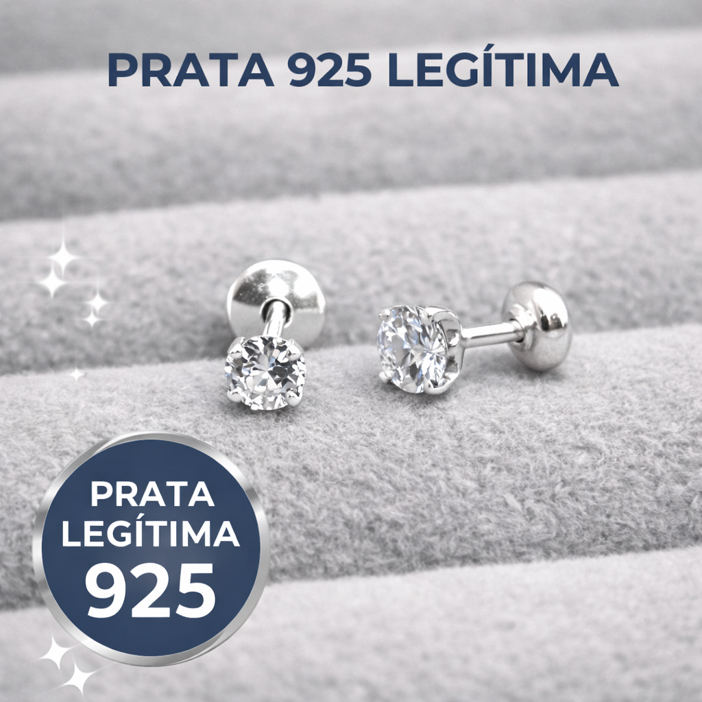 Brinco Infantil Prata 925 Legítima Tarraxa Baby C