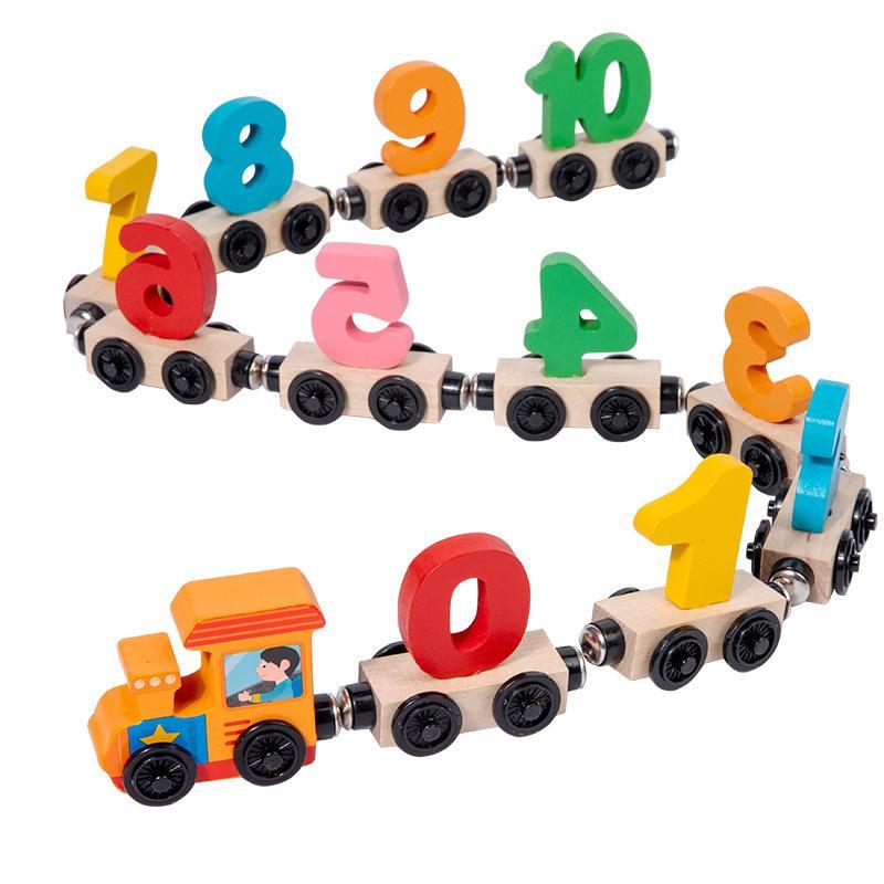 Trem de Madeira Pedagógico Números Brinquedo Edu
