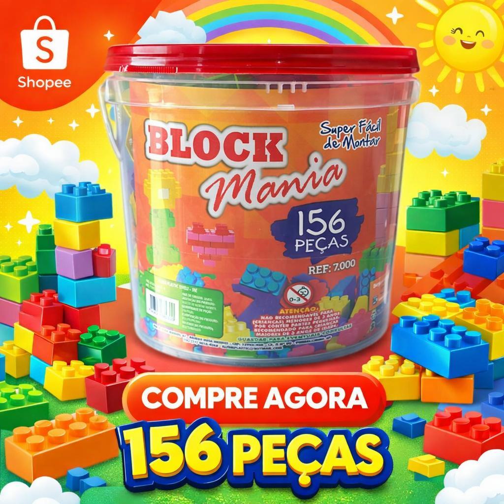 Balde Blocos De Montar 156 Peças Brinquedo Infant