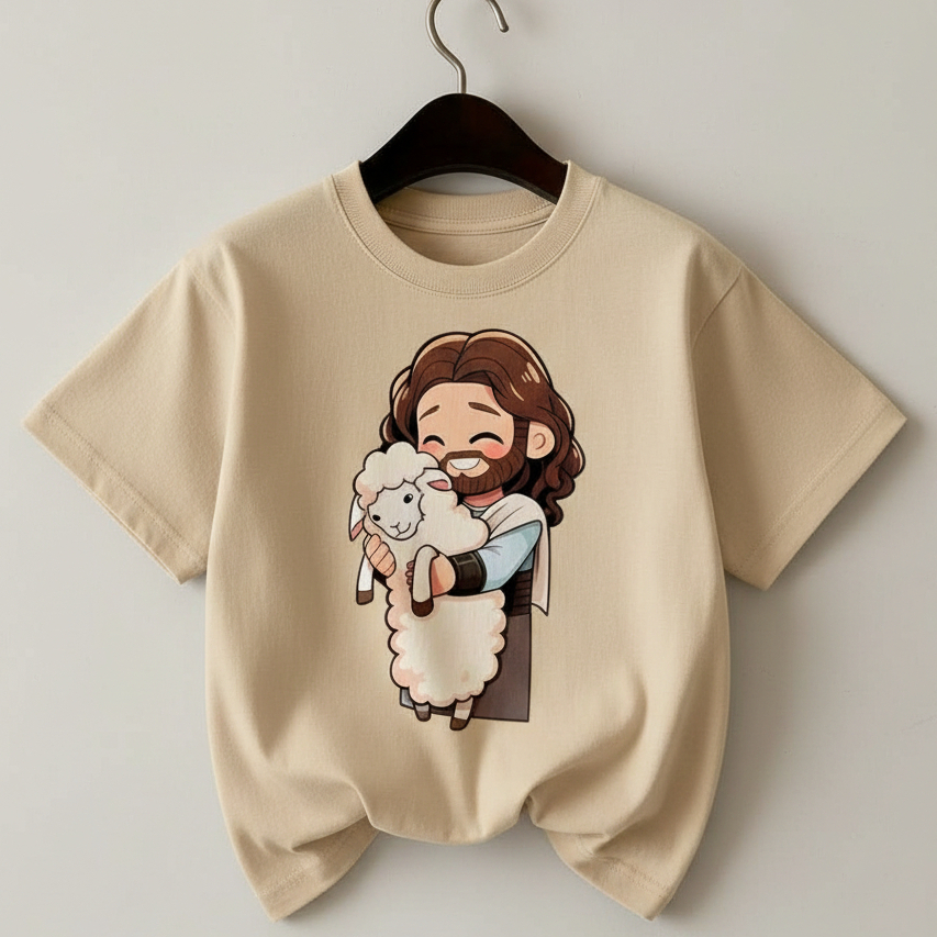 T-shirt Infantil Menina e Menino Jesus Ovelhinha A
