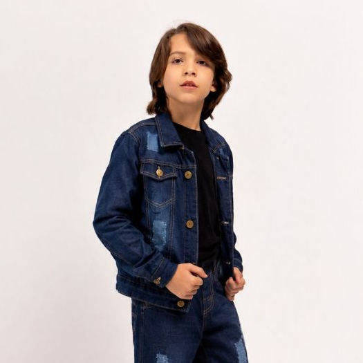 Jaqueta Jeans Infantil Juvenil Menino Estilo Confo