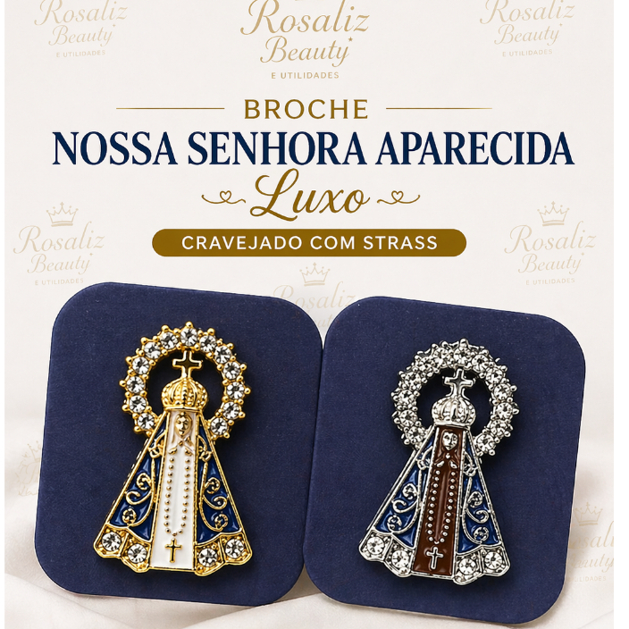 Broche Nossa Senhora Aparecida Luxo Cravejado | Do