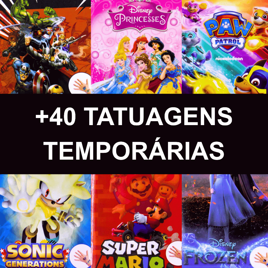 Kit Tatuagens Temporárias Infantil 4 Cartelas At�