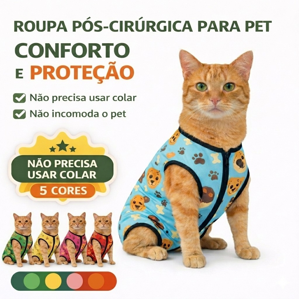 Roupa Pós-Cirúrgica Castração Pet Gato | Subst