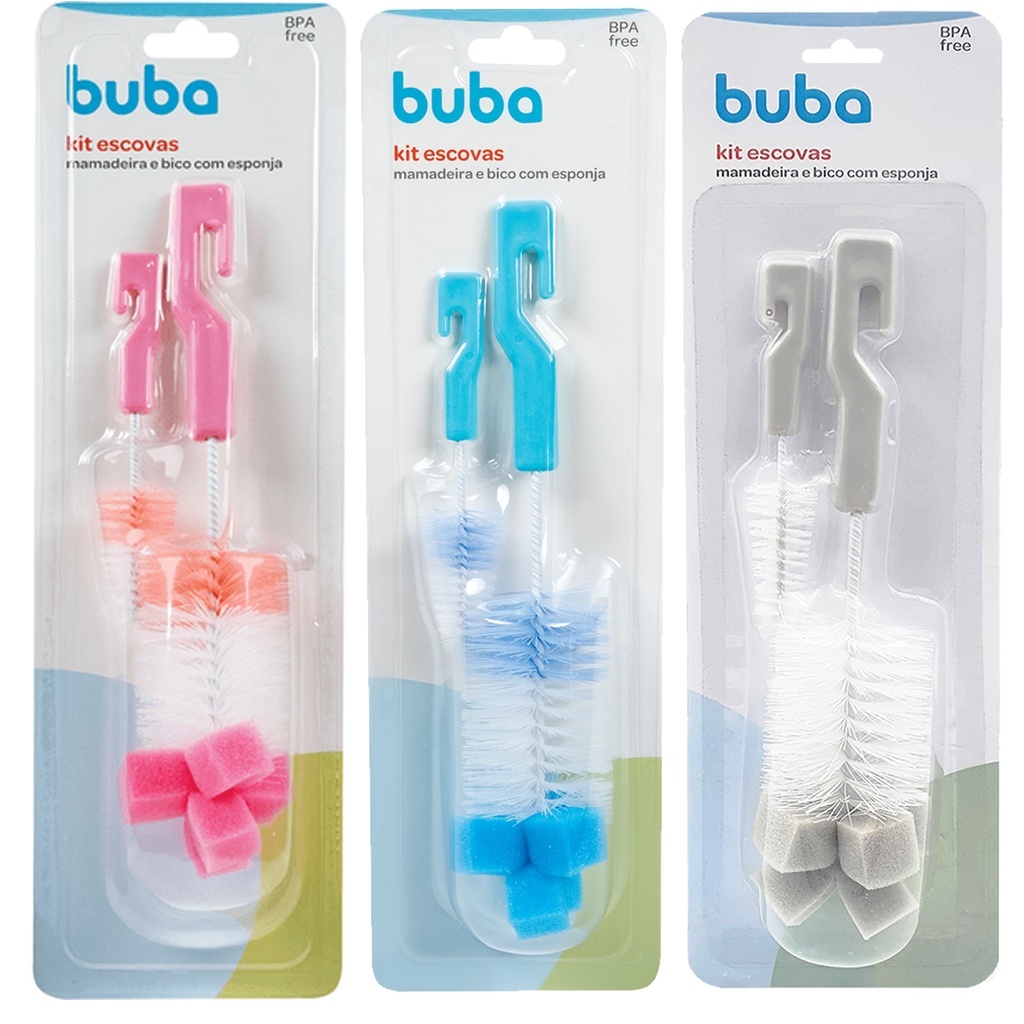 Escova Para Lavar Mamadeira E Bico Com Esponja Bub
