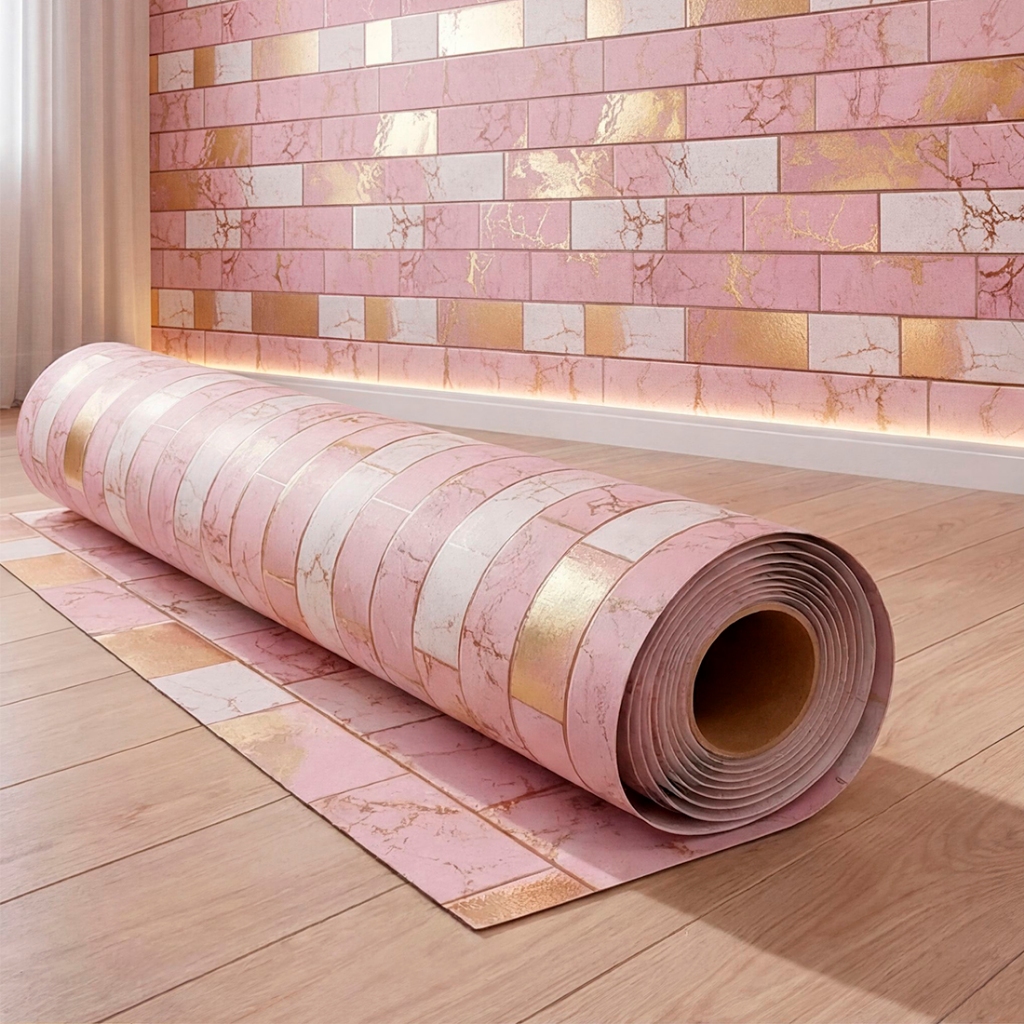 Papel de Parede Adesivo Vinílico Tijolinho Rosa G