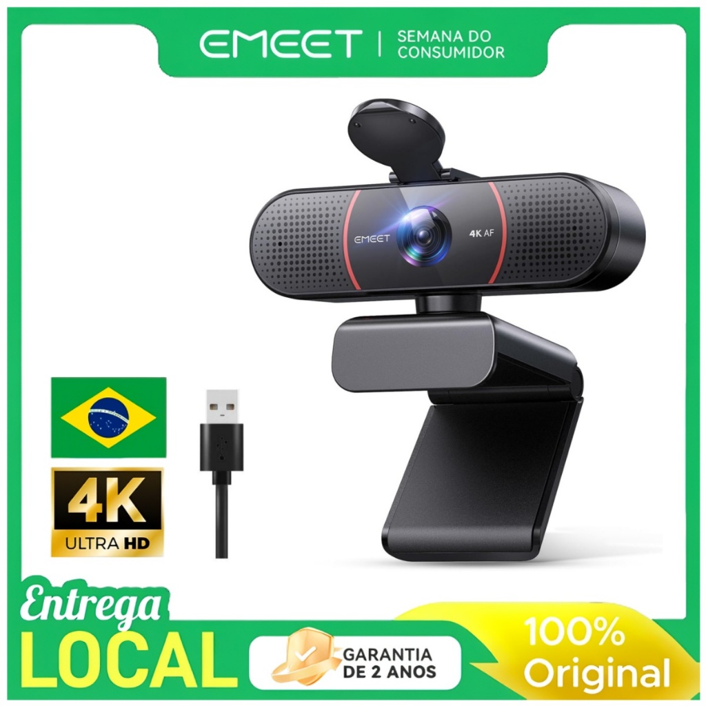 Webcam EMEET C960 4K Streaming Live Autofoco Micro