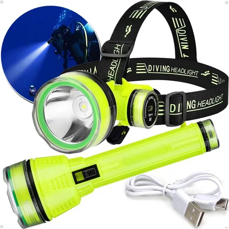 Kit 2 Lanternas de Mergulho Cabeça e Mão Profiss