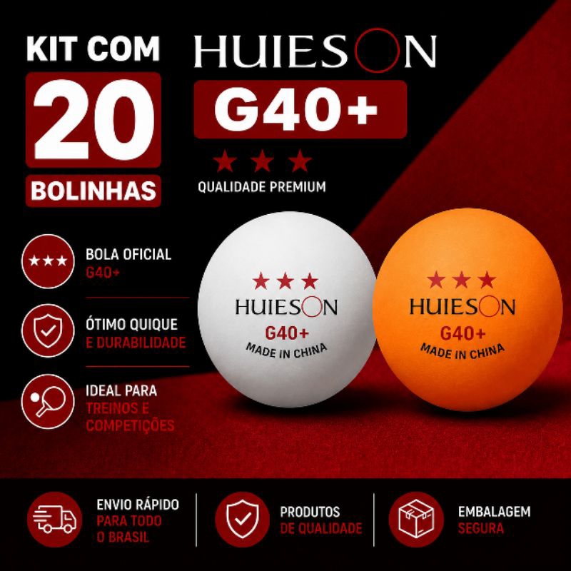 Huieson G40+ 3 Estrelas ABS 40mm Bolinhas Ping Pon