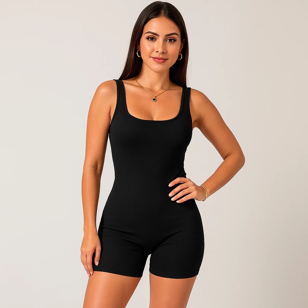 Macaquinho Feminino Academia Tecido Ribana Premium