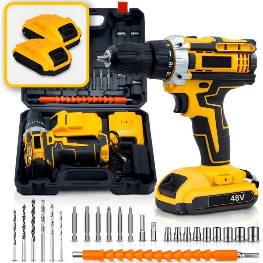 Furadeira e parafusadeira sem fio de 12V/48V, incl