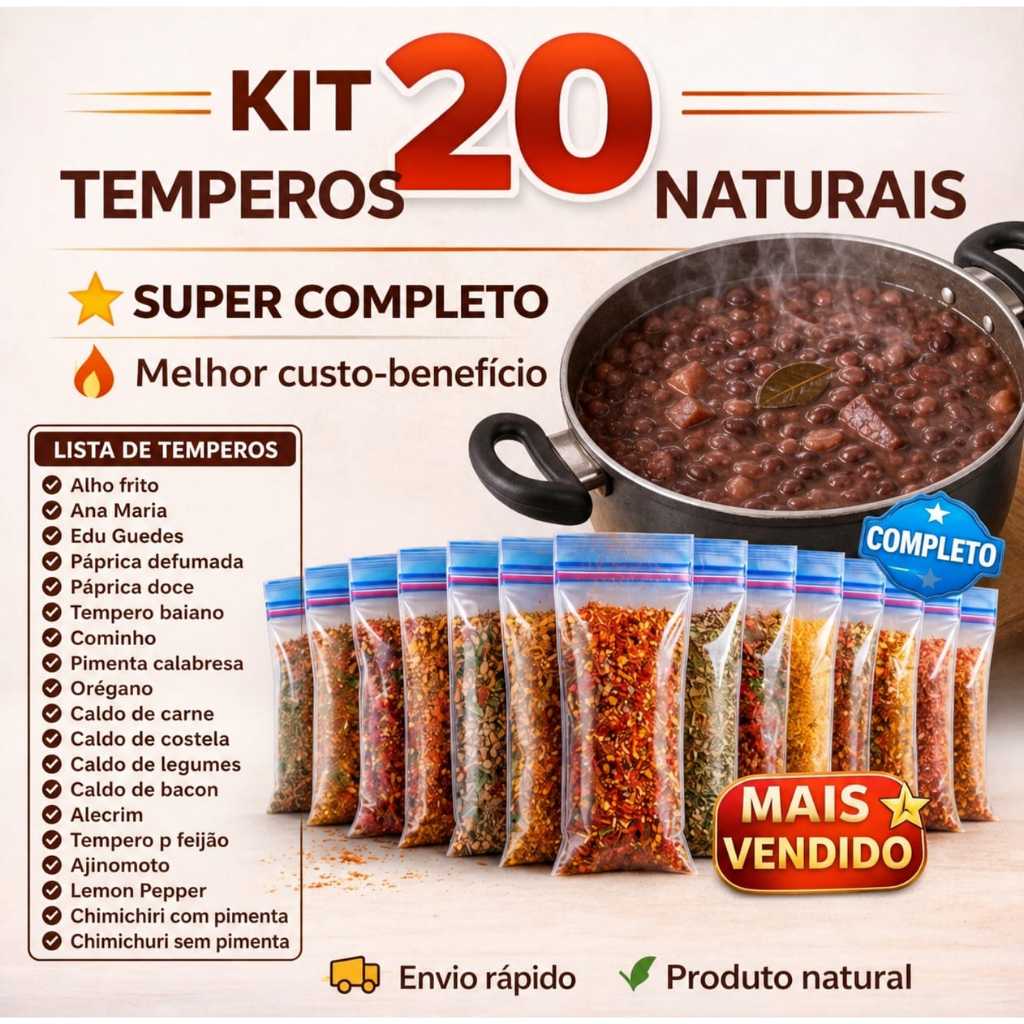 Kit 20 Temperos Naturais Mais Vendidos Sabor Casei
