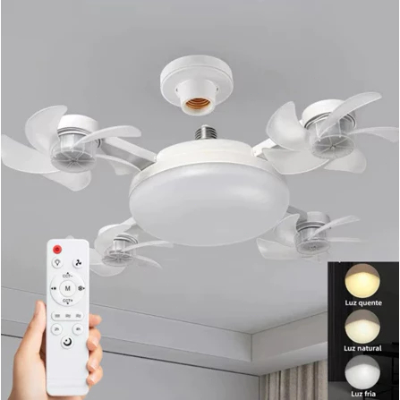 Ventilador de Teto com Lustre LED Silencioso com C