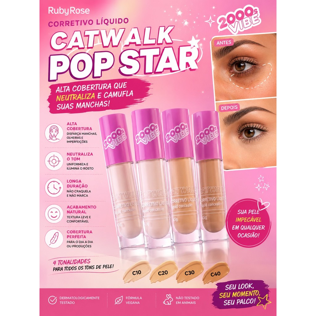 Corretivo Líquido Ruby Rose Catwalk Popstar 2000 