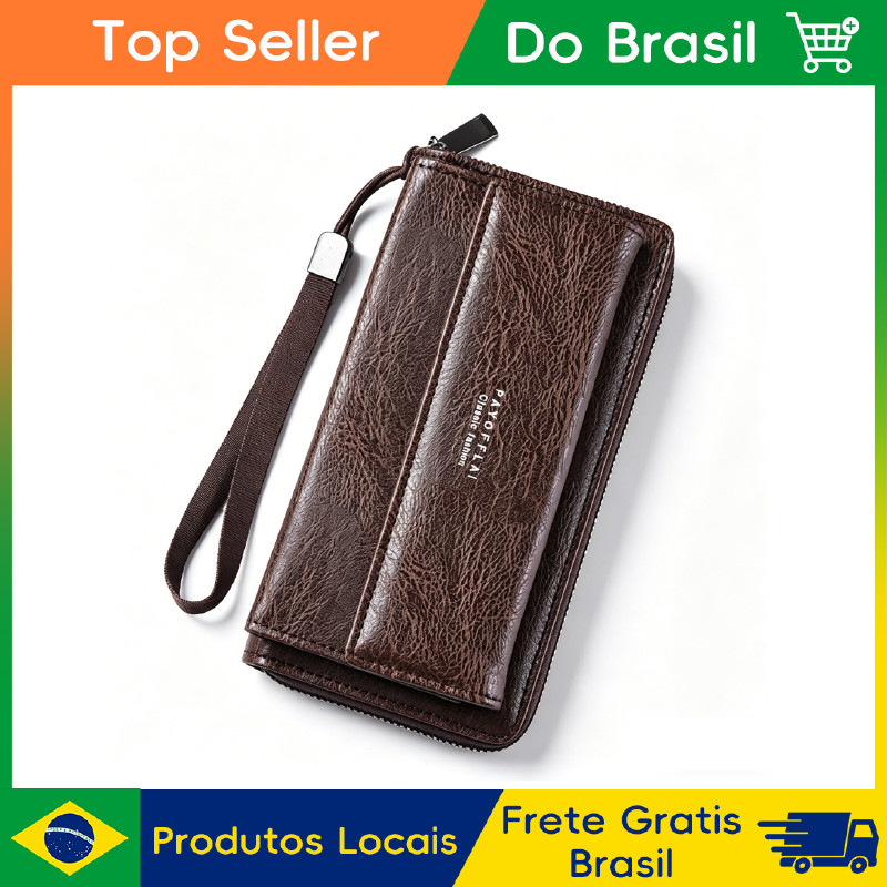 Carteira Longa Multifuncional Couro Sintético com