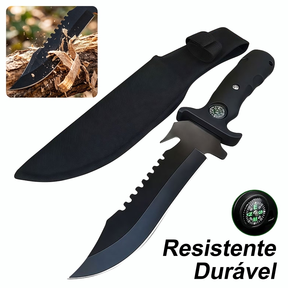 30 CM Faca Esportiva Rambo Com Bússola Tática Co