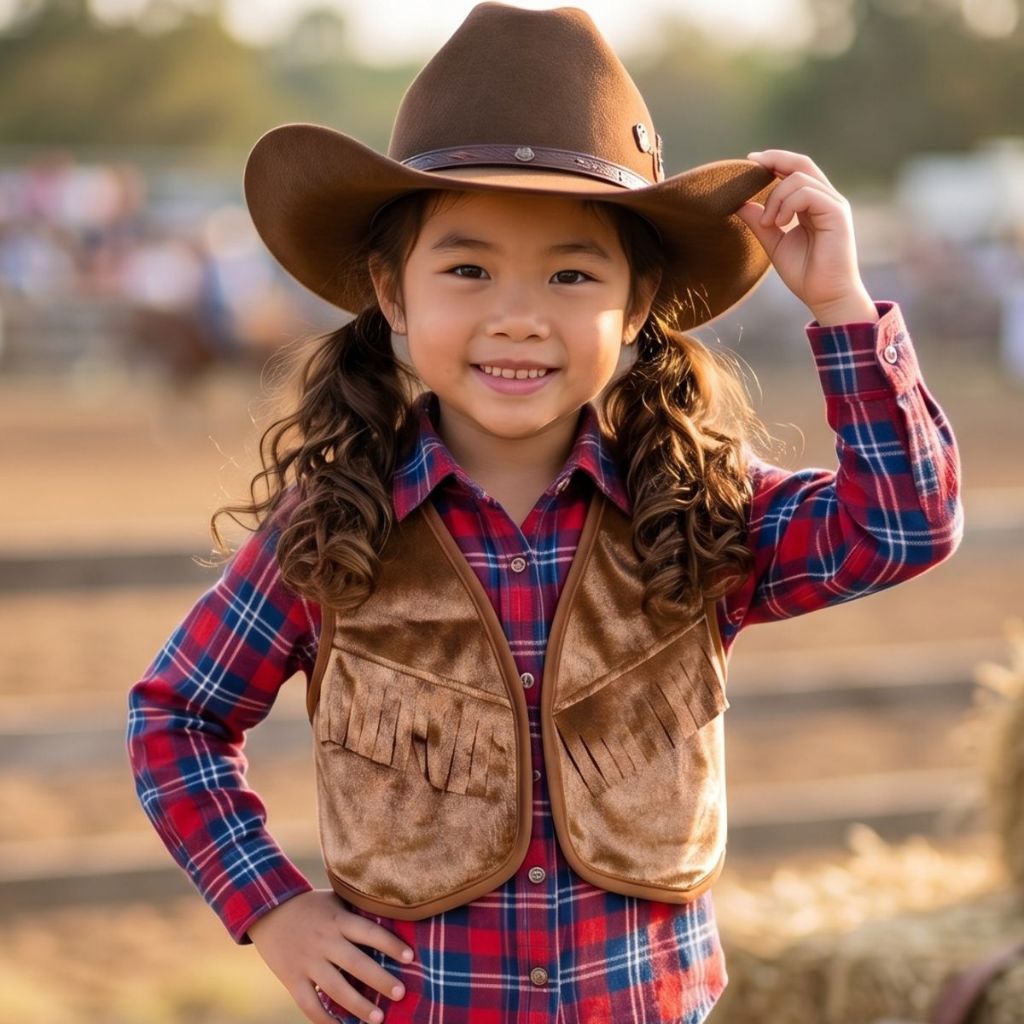 Colete Marrom Camurça Cowboy Fantasia Infantil En