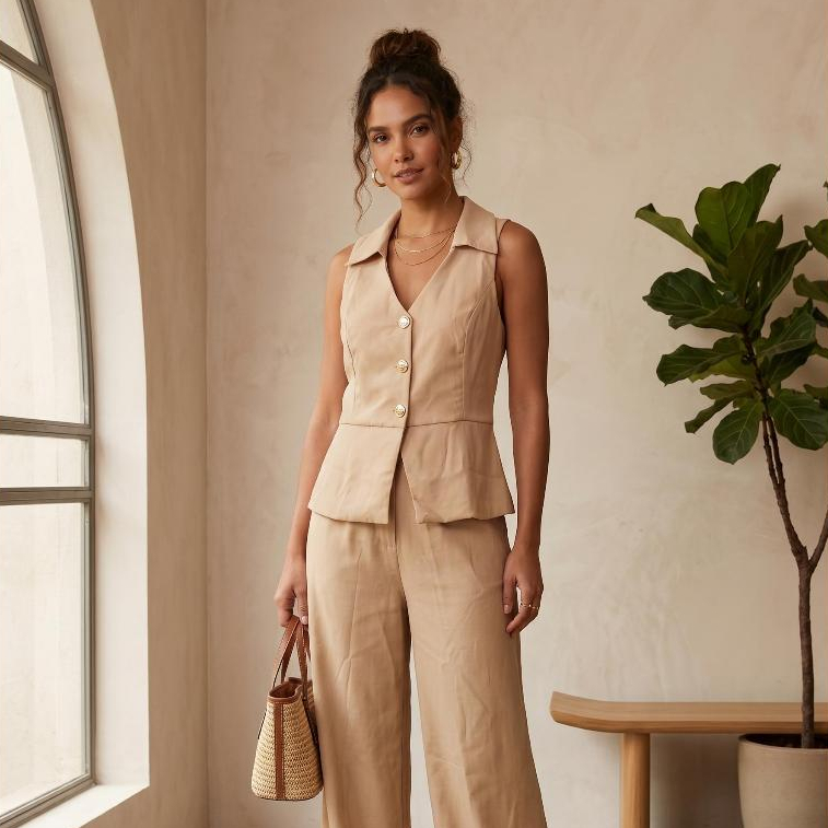 Conjunto Feminino Alfaiataria Premium Colete com B