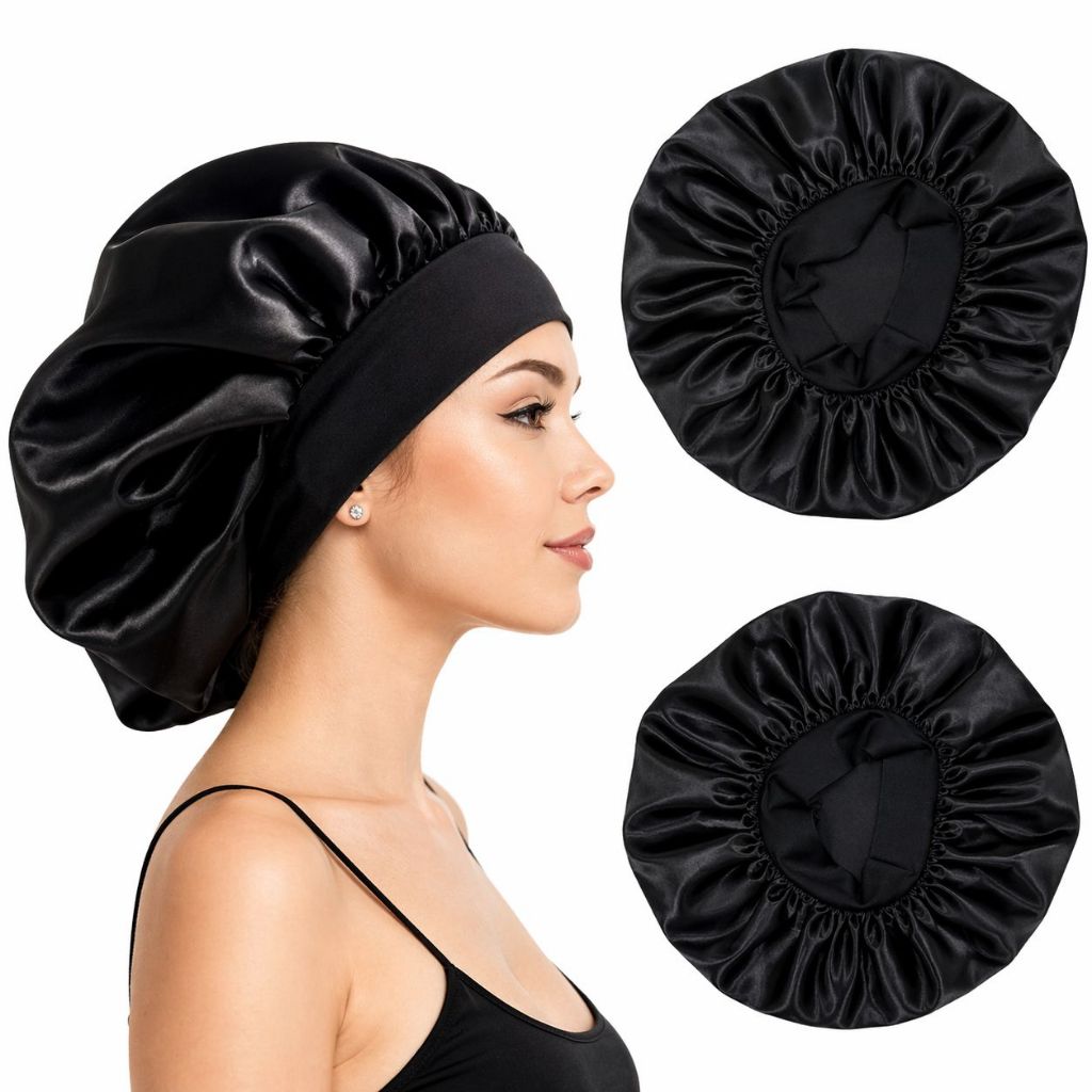 Touca de Cetim Com Faixa Larga Anti frizz Para Dor