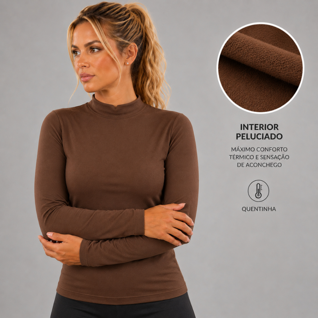 Blusa Térmica Feminina Peluciada Inverno Segunda 