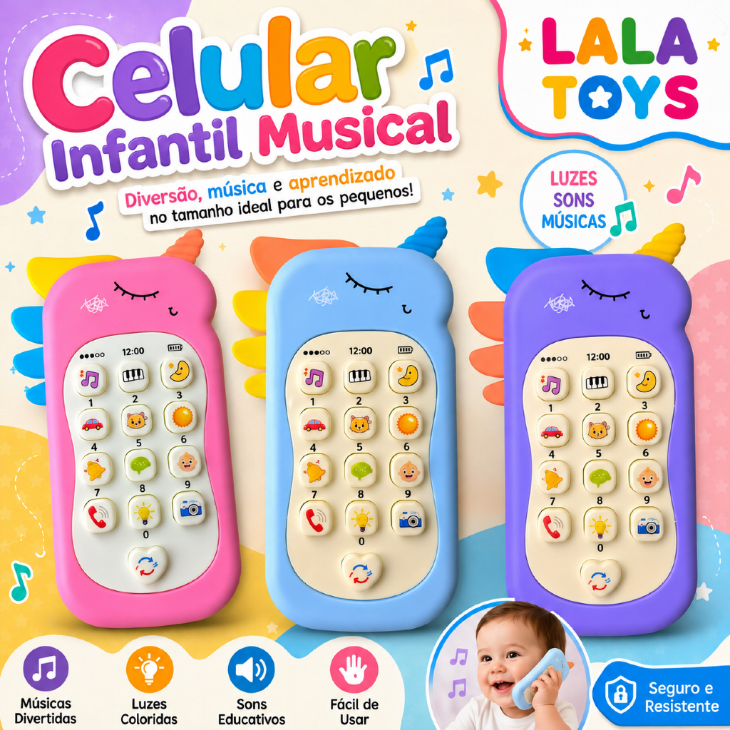 Celular Infantil Telefone Interativo Musical Unic�
