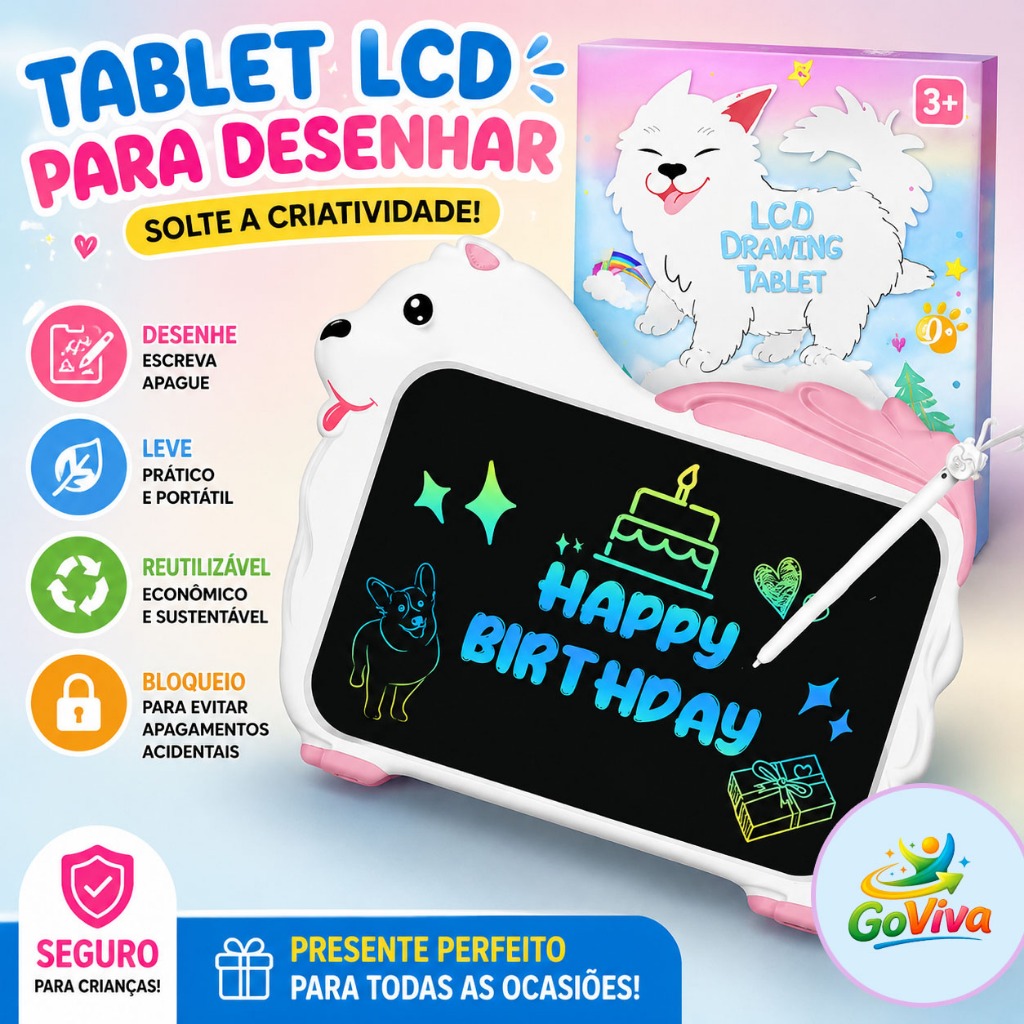 Tablet LCD Infantil para Desenhar Lousa Mágica Re