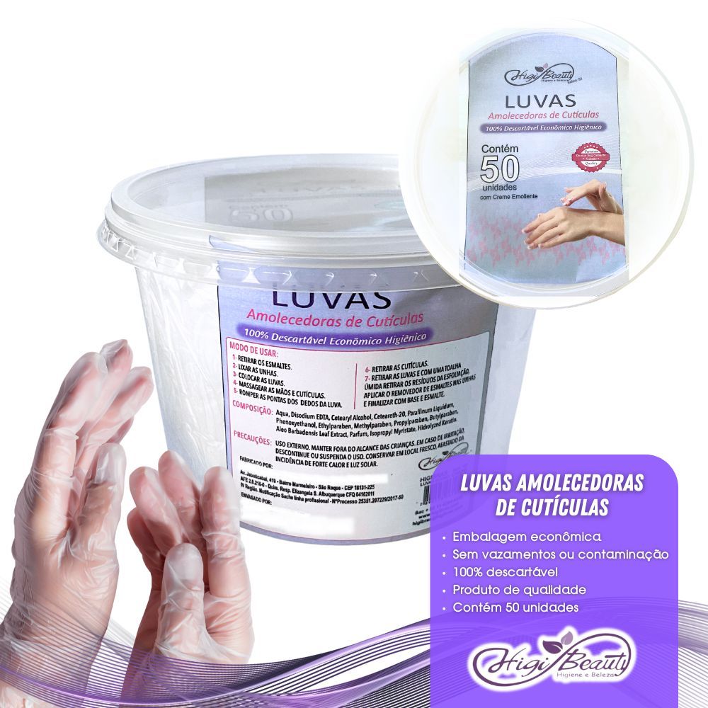 Luva Economica com Creme Emoliente  Pote com 50 Un