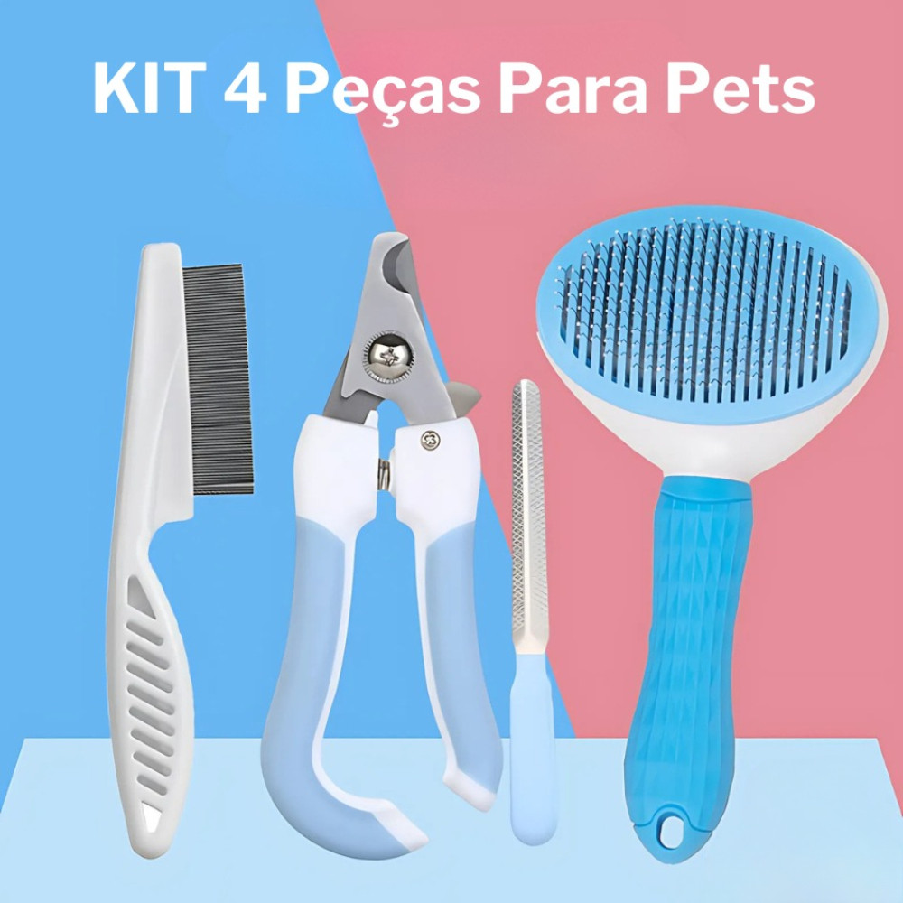 KIT 4 Pçs para Pets: Escova Removedora Tira Pelos