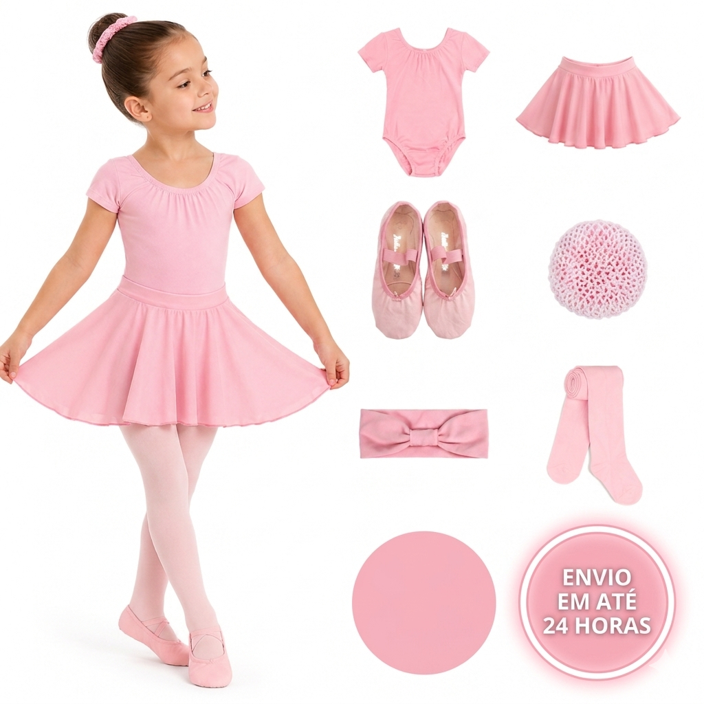 Kit Completo Ballet Infantil Com 6 peças Collant 