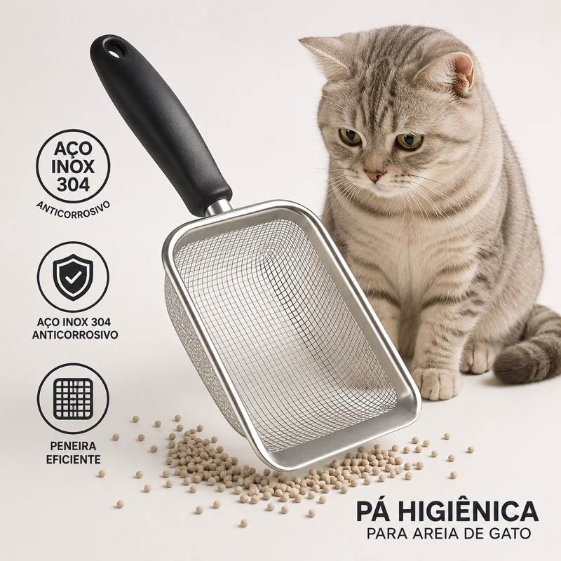 Pá Coletora de Areia Fina de Gato com Peneira em 