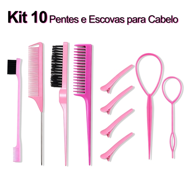 Kit 10 Pcs Pentes e Ferramentas para Penteados, Es