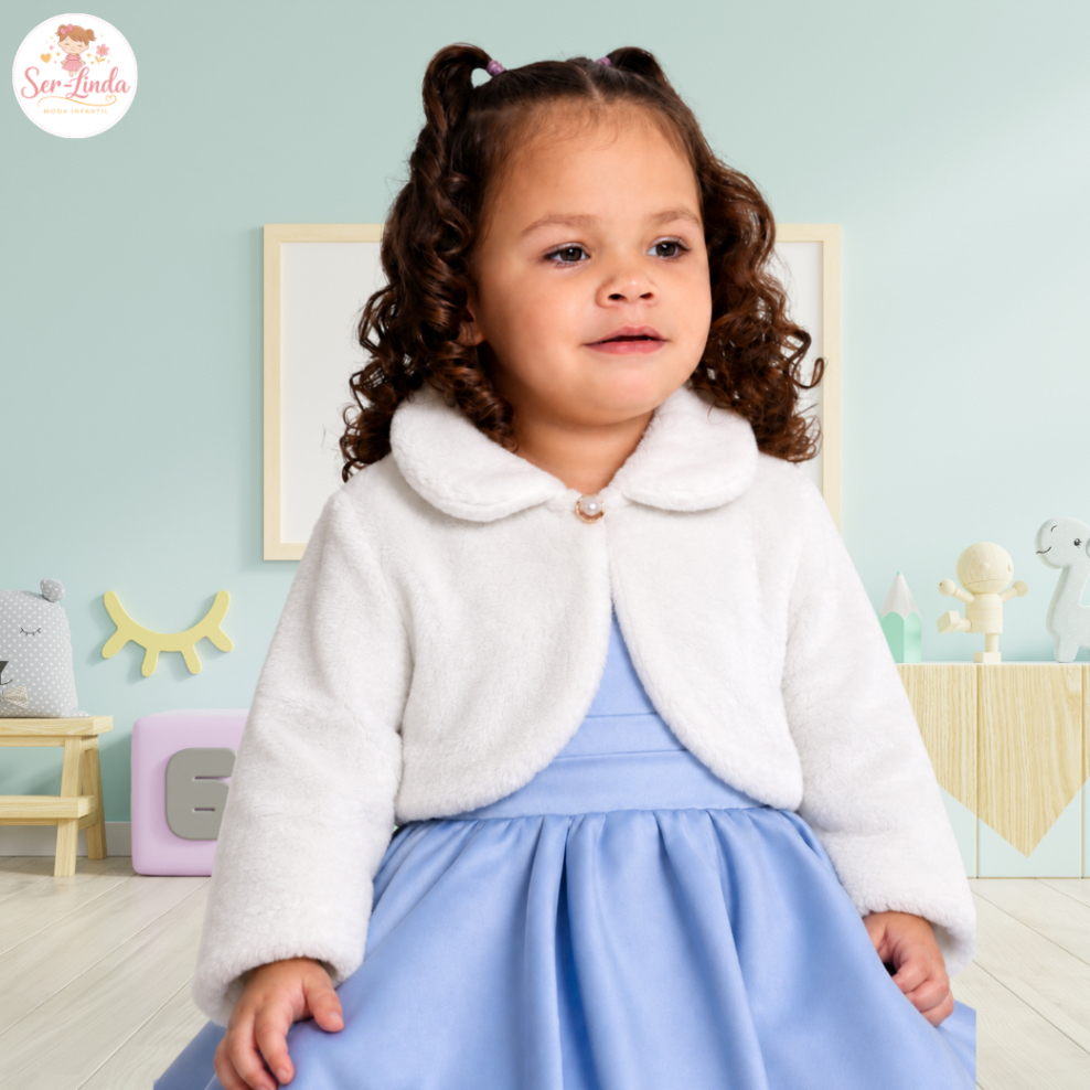 Bolero Infantil Plusher Menina Off-White Casamento