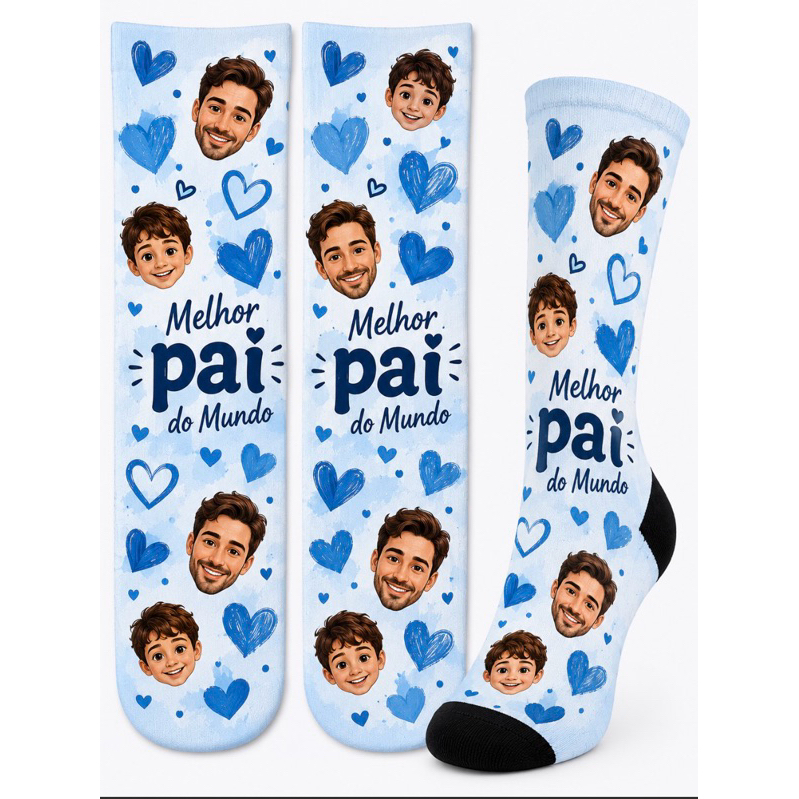 Meia Personalizada com Foto l Dia dos Pais, Dia da