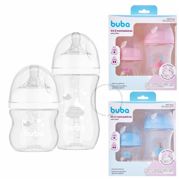 Kit 2 Mamadeiras Buba Anticólica 120/270ML Bico P