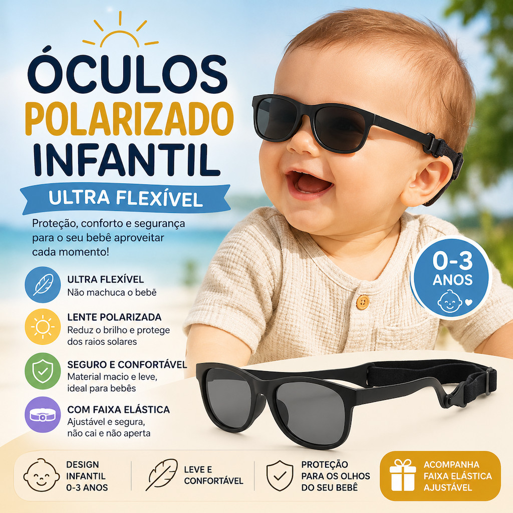 Óculos de Sol Infantil Polarizado Silicone UV400 
