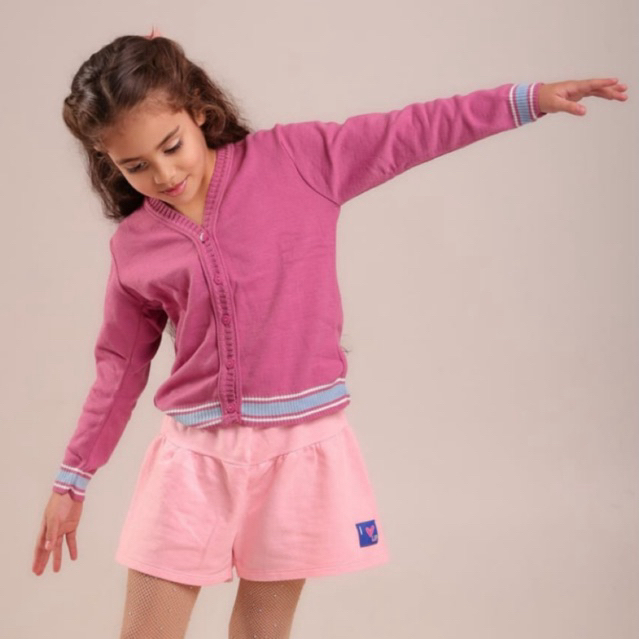 Casaco Infantil Liso Feminino Tricô Botões Funci